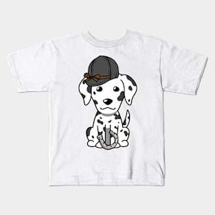 Funny dalmatian is ready to ride a horse Kids T-Shirt